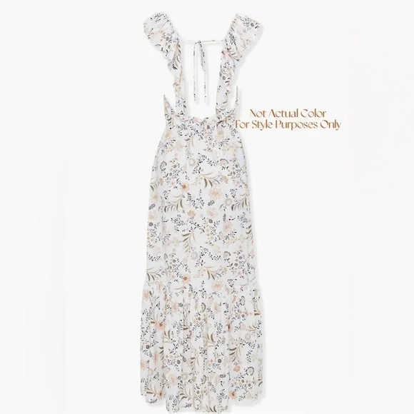 Paisley Floral Button-Front Ruffle Shoulder Maxi Dress In Rust Size M - Picture 3 of 3